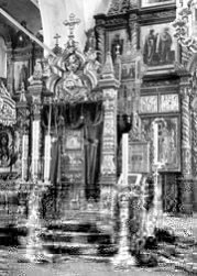 Чтимый список Феодоровской иконы в Феодоровском монастыре Городца (фото начала XX века)